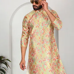 KRAFT INDIA Floral Printed Mandarin Collar Straight Kurta-picture-24