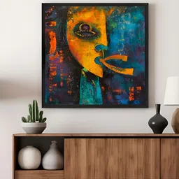 999Store Blue & Orange Tribal Mystical Mask Canvas Wall Art-picture-13