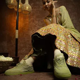 bacca bucci Rangreza Women Neem Round Toe Sneakers for Indian Festive & Ethnic Wear-image-1
