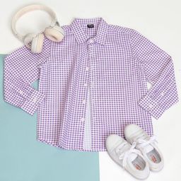 Hoop Boys Gingham Checks Opaque Checked Casual Shirt-image-55