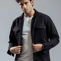nostrum Men Washed Cotton Crop Tailored Jacket with Embroidered-picture-5