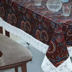 Stylista Brown Ethnic Motifs Printed 8-Seater Rectangle Table Cover-12