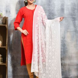 swatika Floral Embroidered Thread Work Chiffon Dupatta-image-27