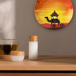 THE QUIRKY HOME Yellow Royal Procession In The Desert Printed Ceramic Wall Plate Decor-image-8