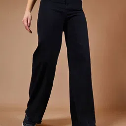 DOLCE CRUDO Women Wide Leg High-Rise Stretchable Jeans-image-93