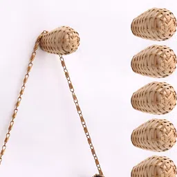 Indianshelf 6-Pcs Brown Rattan Cone Wall Hooks-15