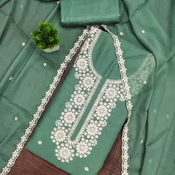 HERE&NOW Embroidered Silk Georgette Unstitched Dress Material-picture-49