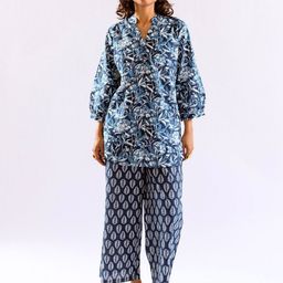 FEATHERS CLOSET Floral Flirt Pure Cotton Back Pleated Co-Ord Set-image-36