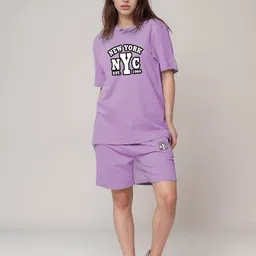Uttam Printed Pure Cotton T-Shirt With Shorts Co-Ords-43