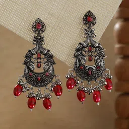 Jazz and Sizzle Silver-Plated Peacock Shaped Chandbalis Earrings-38