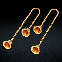 Joyalukkas 22KT Yellow Gold Bell Hangers Diamond Earrings-picture-41