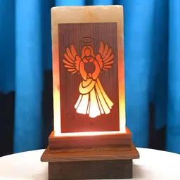 GLOBAL AROMA Brown Textured Rectangle Wooden Table Lamp-45
