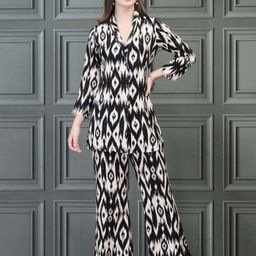 Shree Printed Shawl Collar Neck Tunic With Palazzo Co-Ords-image-65