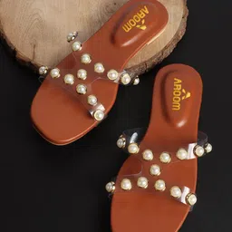 AROOM Women Embellished Open Toe Flats with Embroidered-image-58