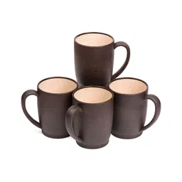 MAE Brown & White 4 Pieces Printed Matte Husk Coffee Mugs 370 ml-17