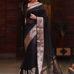 V3 FASHION STUDIO Zari Organza Handloom Kanjeevaram Saree-image-65