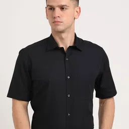 Turtle Men Standard Spread Collar Solid Cotton Slim Fit Formal Shirt-image-70