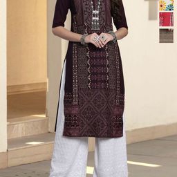 Anouk Rustic Women Pack Of 4 Ethnic Motifs Printed Round Nek Crepe Kurta-17