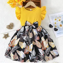 BAESD Floral Print Flutter Sleeve A-Line Dress-5