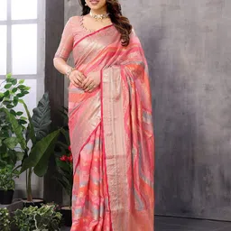 Sidhidata Woven Design Zari Organza Kanjeevaram Saree-image-54
