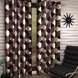 270 cm (9 ft) Polyester Semi Transparent Long Door Curtain (Pack Of 2) (Printed, Brown)-picture-34