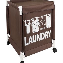 HOKIPO Brown& White Printed Foldable Laundry Bag-1