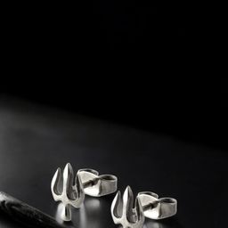 Goldnera 925 Sterling Silver Contemporary Trishul Studs-30
