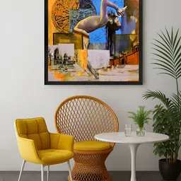999Store Blue Expression Of Indian Spirituality & Historical Symbols Canvas Wall Art-71