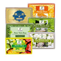 SPARSHAM-NATURE'S TOUCH Set Of 6 Orange Multani Neem Jasmine Aloe Vera & Lemon Soap -125g-image-18