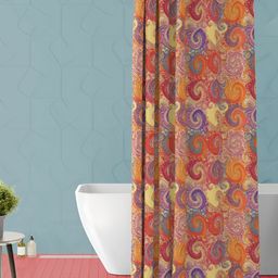 ArtzFolio Rust & Yellow Printed Water Proof Shower Curtain-32