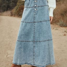 StyleCastWomen Denim A-Line Maxi Skirt-picture-13