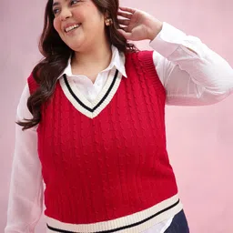 DressBerry Curve Plus Size Cable Knit Sweater Vest-picture-25