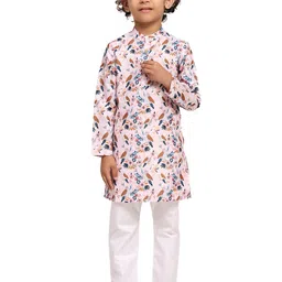 Funny Bones Clothings Boys Animal Printed Regular Linen Kurta with Pyjamas-11
