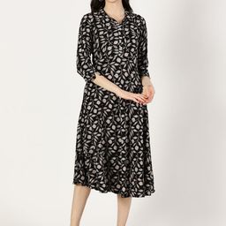 Saffron Threads Tropical Printed A-Line Midi Dress-image-42