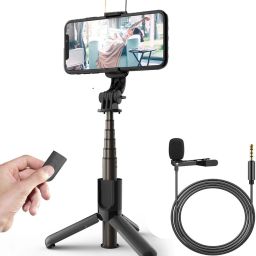POZUB Mobiles Video Stand Bluetooth Selfie Stick with Selfie Light+Collar Microphone Tripod, Tripod Bracket, Tripod Clamp-28