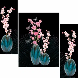 Set of 3 flower UV Textured Wall Painting Digital Reprint 12 inch x 18 inch Painting-17