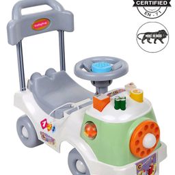 Babyhug Fun N Learn Ride-On With Storage Space & High Backrest - White Green-11