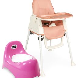 Babyhug Teeny Tiny Potty Chair With Lid - Pink AND Babyhug 3 in 1 Comfy High Chair - Brown-7