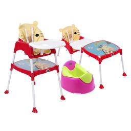 Babyhug Winsome Potty Chair - Dark Pink AND Babyhug 3 in 1 Play & Grow High Chair With 5 Point Safety Harness & Anti-Slip Base - Red-18