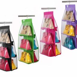 Fabric 6 Pocket Handbag Organiser Bag 6 Pocket Purse Cloth Organiser Handbag Organizer-image-19