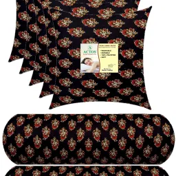 5 Cushion And 2 Microfibre Floral Bolster Pack of 7-14