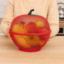 Apple Shape Fruits &f Vegetables Basket for Kitchen With Net Cover Stainless Steel Fruit & Vegetable Basket-image-63