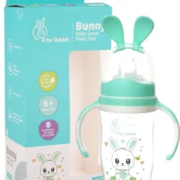 Rabbit Bunny Baby Spout Sippy Cup Bottle 240 ML Soft Silicon Spout for Baby | Kids of 6 Months +-0