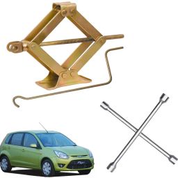 Scissor Jack & 4-Way Wheel Spanner (17x19x21x23 mm) for Figo Type-1 2010-2012 Vehicle Jack-image-2