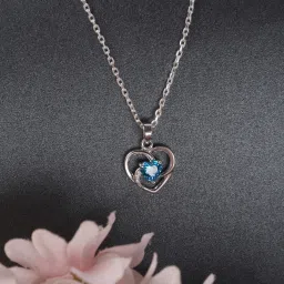 Heart Rhodium Cubic Zirconia Sterling Silver Pendant-16