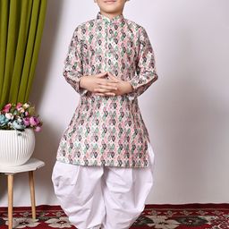 BAESD Boys Embroidered Regular Sequinned Dupion Silk Kurta with Patiala-4