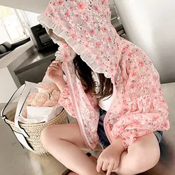 LULU & SKY Girls Floral without Crop Bomber with Embroidered Jacket-image-59