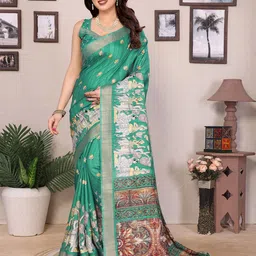The Textile Hub Ethnic Motifs Printed Zari Saree-image-93