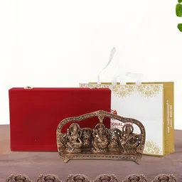 INTERNATIONAL GIFT pooja & home dcor Copper-Toned Religious Idol Showpiece With 6 Diya-image-68