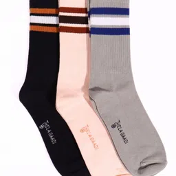 Thela Gaadi Unisex Pack Of 3 Calf Length Stripes Socks-image-53